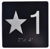 Star 1 - Elevator Jamb Plate Sign- with Braille and Raised Number-Elevator Floor Number Sign- Star 1 - Elevator Jamb Plate Sign- with Braille and Raised Number-Elevator Floor Number Sign-