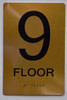 Floor 9 Sign-Tactile Signs - 9th Floor Sign-Tactile Signs - Gold Floor 9 Sign-Tactile Signs - 9th Floor Sign-Tactile Signs - Gold