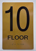 Floor 10 Sign-Tactile Signs - 10th Floor Sign-Tactile Signs - Gold Floor 10 Sign-Tactile Signs - 10th Floor Sign-Tactile Signs - Gold
