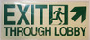 Exit Through Lobby UP Right Arrow Safety Sign