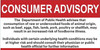 Restaurant Consumer Advisory Sign Restaurant Consumer Advisory Sign
