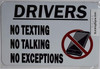 Driver NO Texting NO Talking NO Exception HPD SIGN Driver NO Texting NO Talking NO Exception HPD SIGN