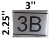 APARTMENT NUMBER DOB SIGN -3B -BRUSHED ALUMINUM