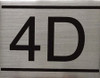 APARTMENT NUMBER HPD SIGN -4D -BRUSHED ALUMINUM