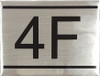 APARTMENT NUMBER HPD SIGN -4F -BRUSHED ALUMINUM