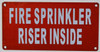 FIRE Sprinkler Riser Inside  Safety Sign