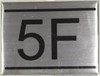 APARTMENT NUMBER SIGN -5F -BRUSHED ALUMINUM