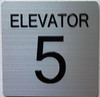 ELEVATOR NUMBER 5 HPD SIGN with Raised letters & Grade 2 Braille - Includes Red Adhesive pad for Easy Installation ELEVATOR NUMBER 5 HPD SIGN with Raised letters & Grade 2 Braille - Includes Red Adhesive pad for Easy Installation