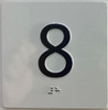 Elevator floor 8 Sign/jamb plate floor 8 DOB SIGN letters/Image & Grade 2 Braille - Includes Red Adhesive pad for Easy Installation Elevator floor 8 Sign/jamb plate floor 8 DOB SIGN letters/Image & Grade 2 Braille - Includes Red Adhesive pad for Easy Installation