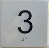 Elevator 3rd floor Sign/jamb plate floor 3 HPD SIGN letters/Image & Grade 2 Braille - Includes Red Adhesive pad for Easy Installation