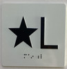 Elevator floor STAR L Sign/jamb plate floor L HPD SIGN letters/Image & Grade 2 Braille - Includes Red Adhesive pad for Easy Installation Elevator floor STAR L Sign/jamb plate floor L HPD SIGN letters/Image & Grade 2 Braille - Includes Red Adhesive pad for Easy Installation