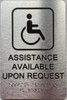 ASSISTANCE AVAILABLE UPON REQUEST sign with Raised letters/Image & Grade 2 Braille - Includes Red Adhesive pad for Easy Installation ASSISTANCE AVAILABLE UPON REQUEST sign with Raised letters/Image & Grade 2 Braille - Includes Red Adhesive pad for Easy Installation