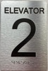 Elevator number 2 sign with Raised letters Dob Sign Elevator number 2 sign with Raised letters Dob Sign