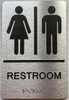 Restroom/Unisex ADA Compliant sign with Raised letters/Image & Grade 2 Braille - Includes Red Adhesive pad for Easy Installation Restroom/Unisex ADA Compliant sign with Raised letters/Image & Grade 2 Braille - Includes Red Adhesive pad for Easy Installation
