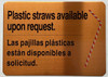 NYC RESTURANT PLASTIC STRAWS AVAILABLE UPON REQUEST BUILDING SIGN NYC RESTURANT PLASTIC STRAWS AVAILABLE UPON REQUEST BUILDING SIGN