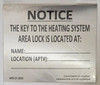 Notice key to the heating system SIGNAGE 7x10 Inch | Brushed Silver Aluminum Wall Mount | Rust-Free, Durable | Double-Sided Tape Included | Easy Installation | Commercial Grade_-red20250404
