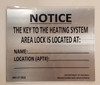 Notice key to the heating system SAFETY SIGN7x10 Inch | Brushed Silver Aluminum Wall Mount | Rust-Free, Durable | Double-Sided Tape Included | Easy Installation | Commercial Grade_-red20250404