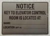 Key to the elevator contol room BUILDING SIGNBrushed Silver Aluminum Wall Mount | Rust-Free, Durable | Double-Sided Tape I Easy Installation -7x10 Inch_-red20250404