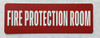 Fire protection room sign red Aluminum Wall Mount - Rust-Free, Durable - Double-Sided Tape I Easy Installation -4x12 Inch_-red20250404