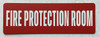 Fire protection room HPD SIGN red Aluminum Wall Mount - Rust-Free, Durable - Double-Sided Tape I Easy Installation -4x12 Inch_-red20250404