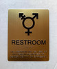 NYC RESTROOM SIGNAGE Tactile Graphics Grade 2 Braille Text with raised letters aluminum, Safety SIGNAGE for Office, school Hospital,brush SILVER