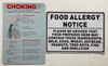 Resturant Choking Magnet + Food Allergy Magnet/Sign