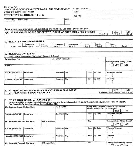 HPD Property Registration form BY MAIL HPD Property Registration form BY MAIL