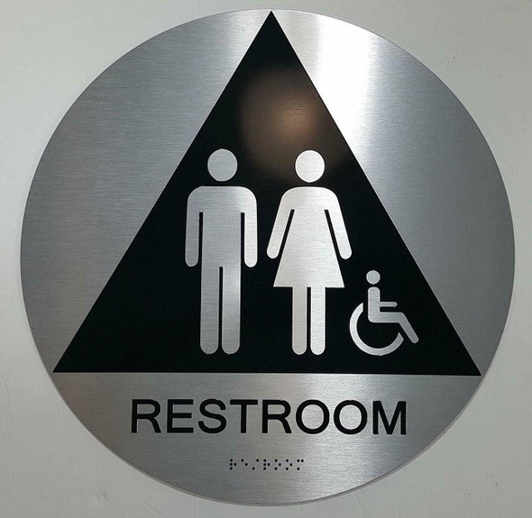 CA Unisex Restroom ACCESSIBLE Sign Braille Sign with Raised Tactile Graphics and Letters CA Unisex Restroom ACCESSIBLE Sign Braille Sign with Raised Tactile Graphics and Letters