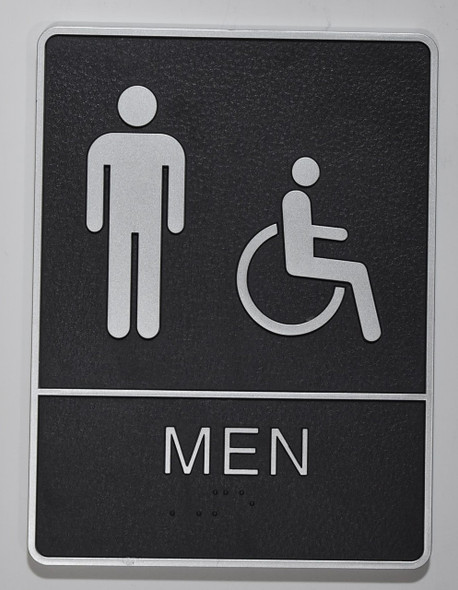 MEN ACCESSIBLE Restroom Sign- BLACK- BRAILLE