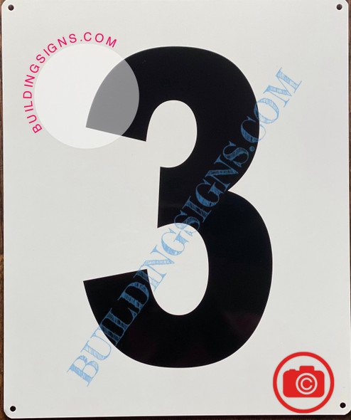 NUMBER 3 SignWHITE