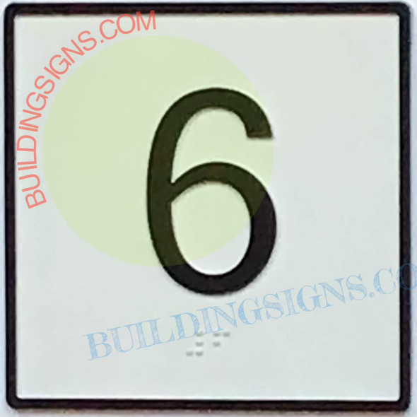 Elevator Floor Number 6 Sign- Elevator JAMB Plate Floor 6 Sign Elevator Floor Number 6 Sign- Elevator JAMB Plate Floor 6 Sign