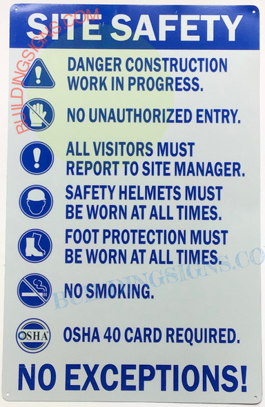 SITE SAFETY SIGN 22X14 white SITE SAFETY SIGN 22X14 white