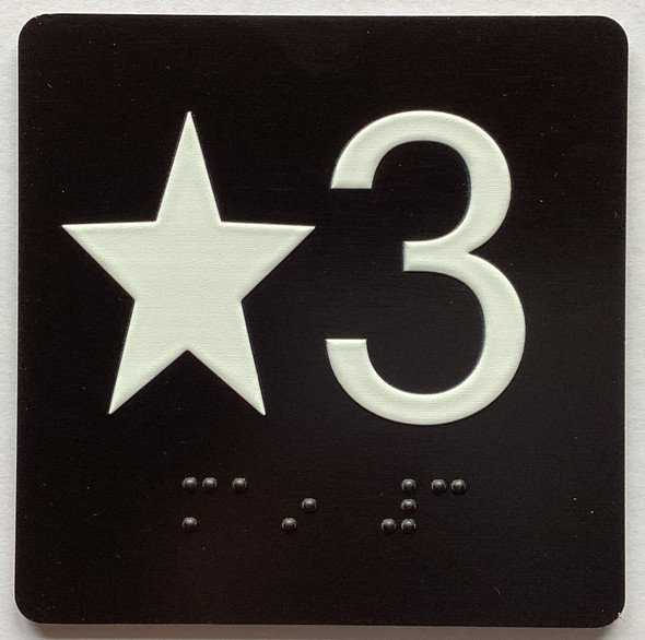 Star 3 Elevator Jamb Plate Sign