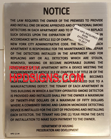 HPD Smoke detector notice HPD Smoke detector notice