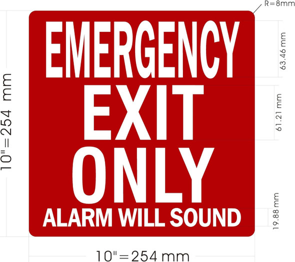EMERGENCY EXIT ONLY ALARM WILL SOUND STICKER/DECAL EMERGENCY EXIT ONLY ALARM WILL SOUND STICKER/DECAL