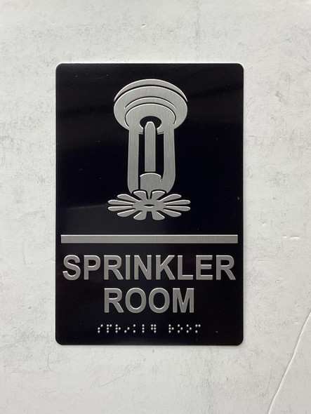 SPRINKLER ROOM  Raised letters & Grade 2 Braille - Includes Red Adhesive pad for Easy Installation SPRINKLER ROOM  Raised letters & Grade 2 Braille - Includes Red Adhesive pad for Easy Installation