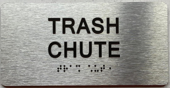 TRASH CHUTE  with Raised letters/Image & Grade 2 Braille - Includes Red Adhesive pad for Easy Installation TRASH CHUTE  with Raised letters/Image & Grade 2 Braille - Includes Red Adhesive pad for Easy Installation