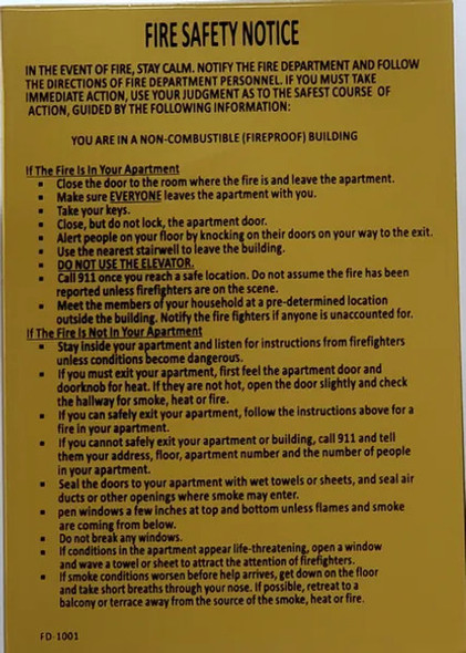 DOOR Fire Safety Notice NON FIRE PROOF BUILDING DOOR Fire Safety Notice NON FIRE PROOF BUILDING