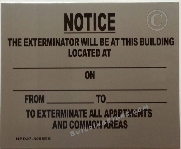 BUILDING EXTERMINATOR NOTICE BUILDING EXTERMINATOR NOTICE
