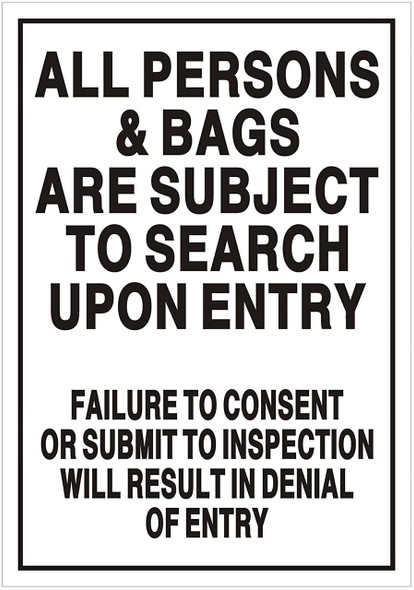 All Persons & Bags Subject to Search  (Double Sided Tape,Aluminium, White ) All Persons & Bags Subject to Search  (Double Sided Tape,Aluminium, White )