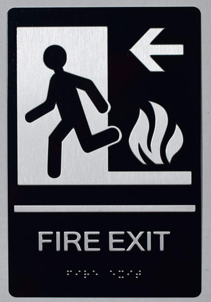 ADA FIRE EXIT LEFT ARROW SIGN ADA FIRE EXIT LEFT ARROW SIGN