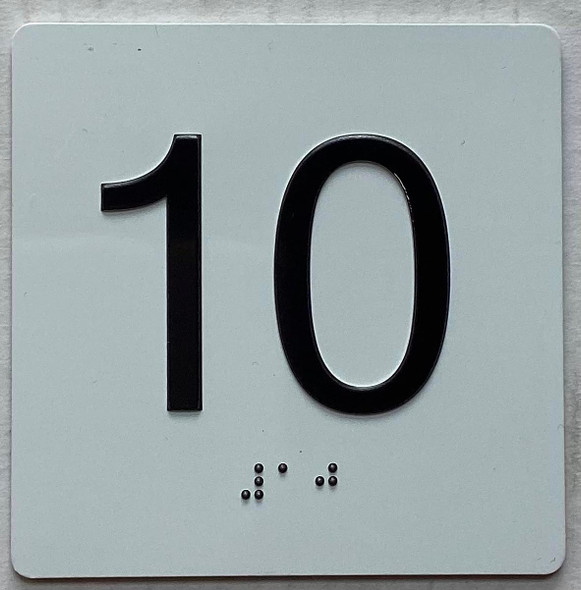 ADA ELEVATOR FLOOR 10 /JAMB PLATE FLOOR 10 SIGN ADA ELEVATOR FLOOR 10 /JAMB PLATE FLOOR 10 SIGN
