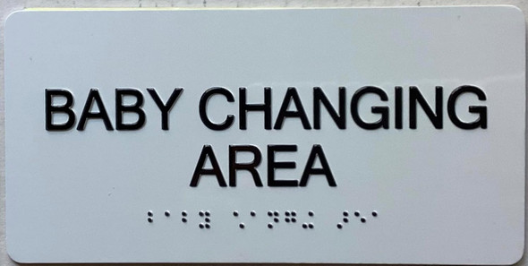 Baby Changing Area  with Raised letters/Image & Grade 2 Braille - Includes Red Adhesive pad for Easy Installation