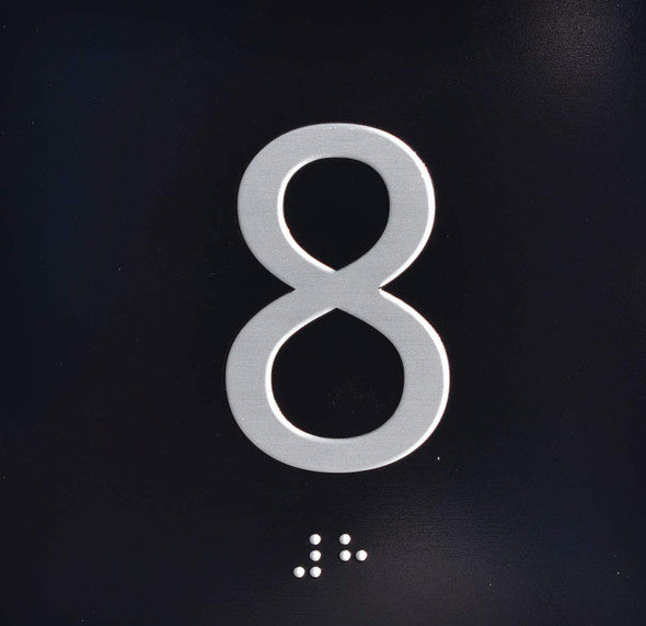 8TH Floor Elevator Jamb Plate - with Braille and Raised Number-Elevator Floor Number - 8TH Floor Elevator Jamb Plate - with Braille and Raised Number-Elevator Floor Number -