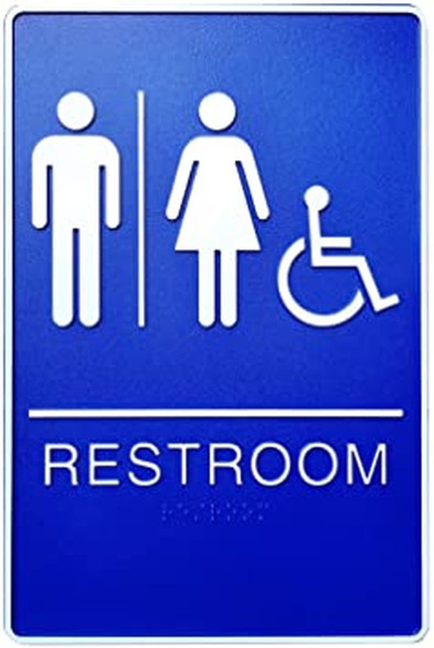 Unisex Bathroom Restroom Braille with Raised Tactile Graphics and Letters Unisex Bathroom Restroom Braille with Raised Tactile Graphics and Letters