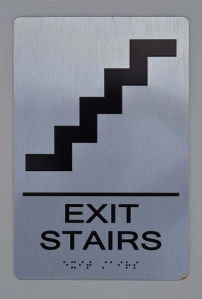 EXIT STAIRS -Braille with Raised Tactile Graphics and Letters EXIT STAIRS -Braille with Raised Tactile Graphics and Letters