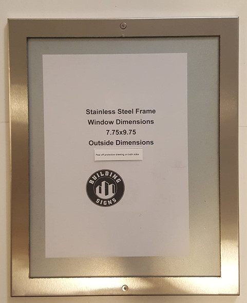 Elevator certificate frame 8x10 stainless Steel