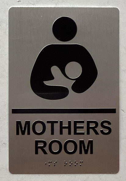 MOTHER'S ROOM  Raised letters, Raised Image & Grade 2 Braille - Includes Red Adhesive pad for Easy Installation