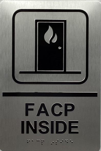FACP INSIDE / fire alarm control panel inside  Raised letters , Raised Image & Grade 2 Braille - Includes Red Adhesive pad for Easy Installation FACP INSIDE / fire alarm control panel inside  Raised letters , Raised Image & Grade 2 Braille - Includes Red Adhesive pad for Easy Installation