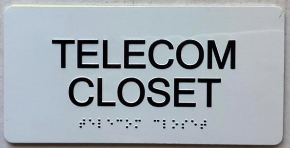 Telecom Closet  with Raised letters/Image & Grade 2 Braille - Includes Red Adhesive pad for Easy Installation